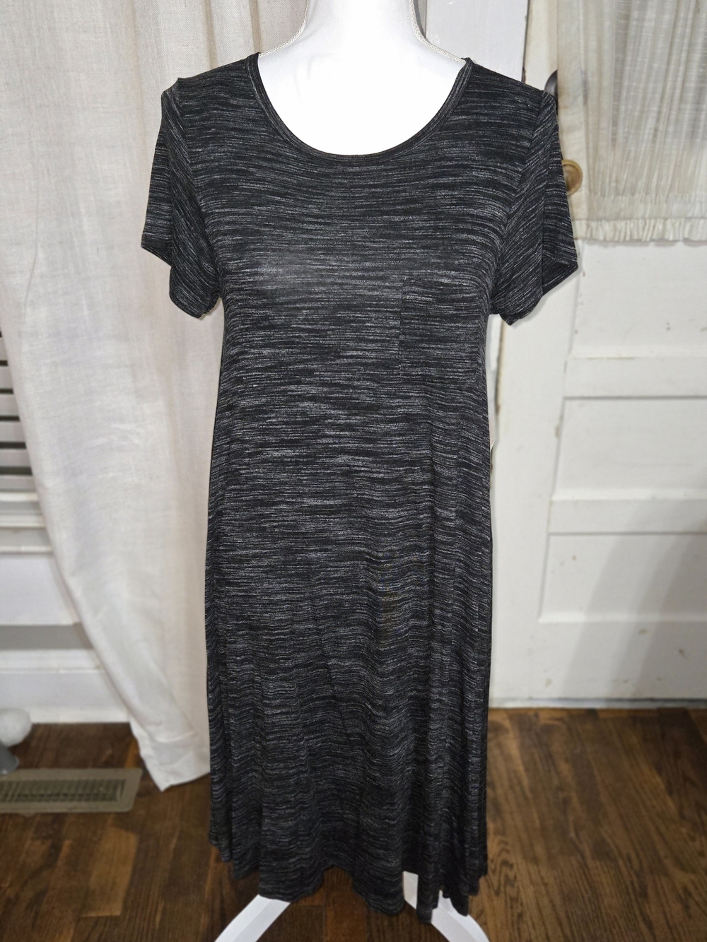 LuLaRoe Heathered Black Short Sleeve Midi Dress